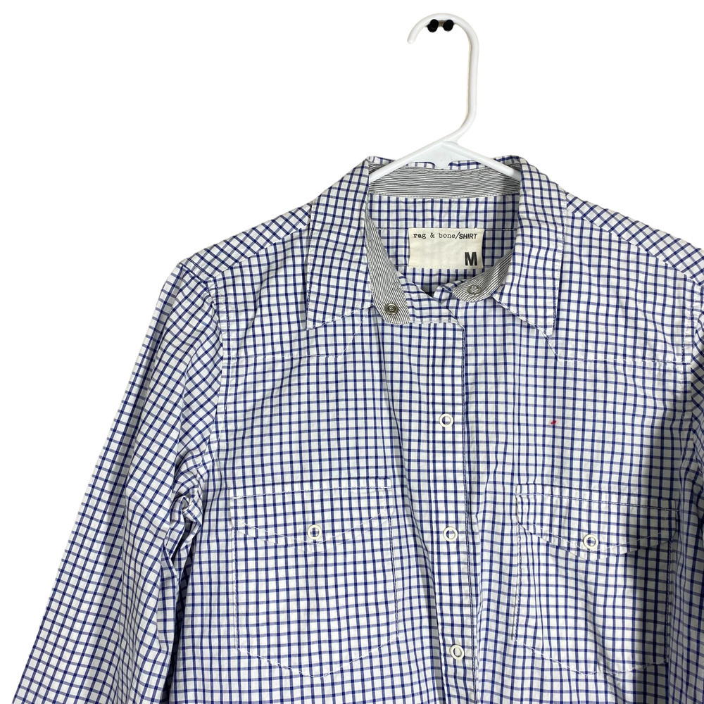 Rag N Bone Button Down Plaid Checkered Shirt Sz M - image 3